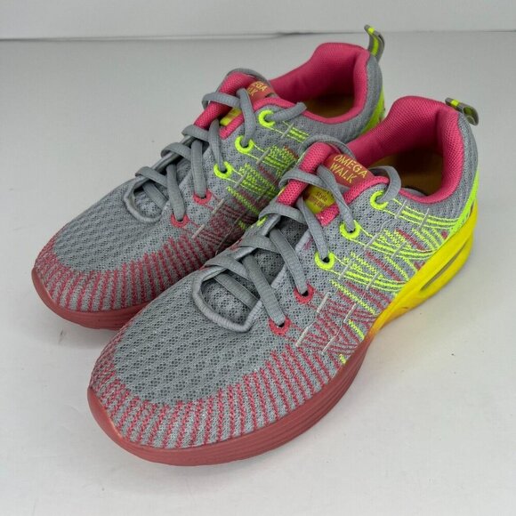 Omega Walk Womens Gray Mesh Lightweight Lace Up Low Top Size 39 Sneakers - Picture 1 of 9